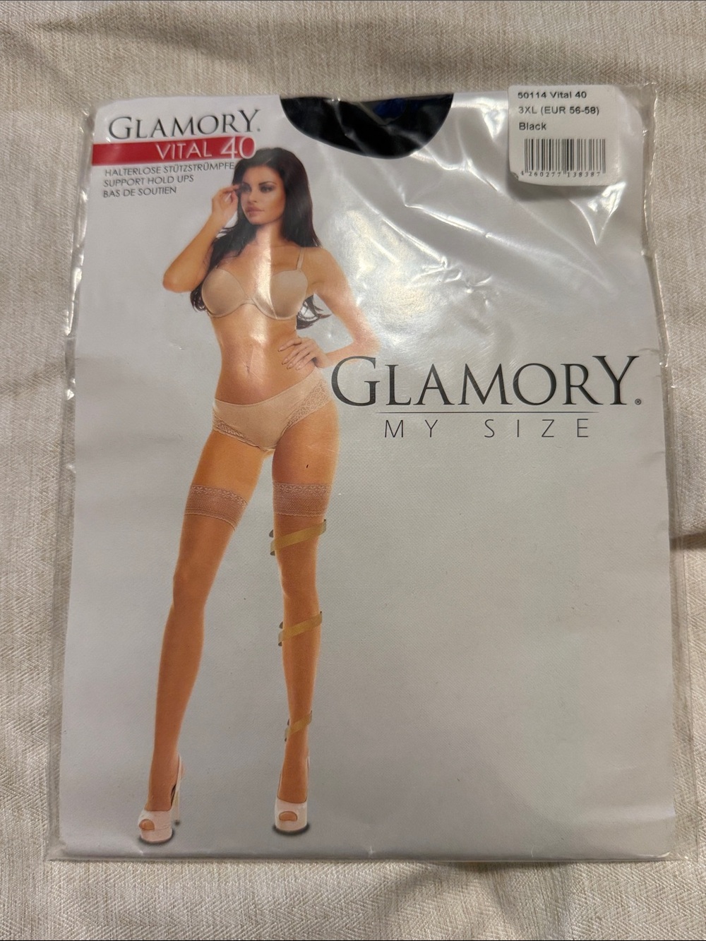 Vintage Glamory Vital 40 My Size Support Hold Ups Black 3XL 56-58